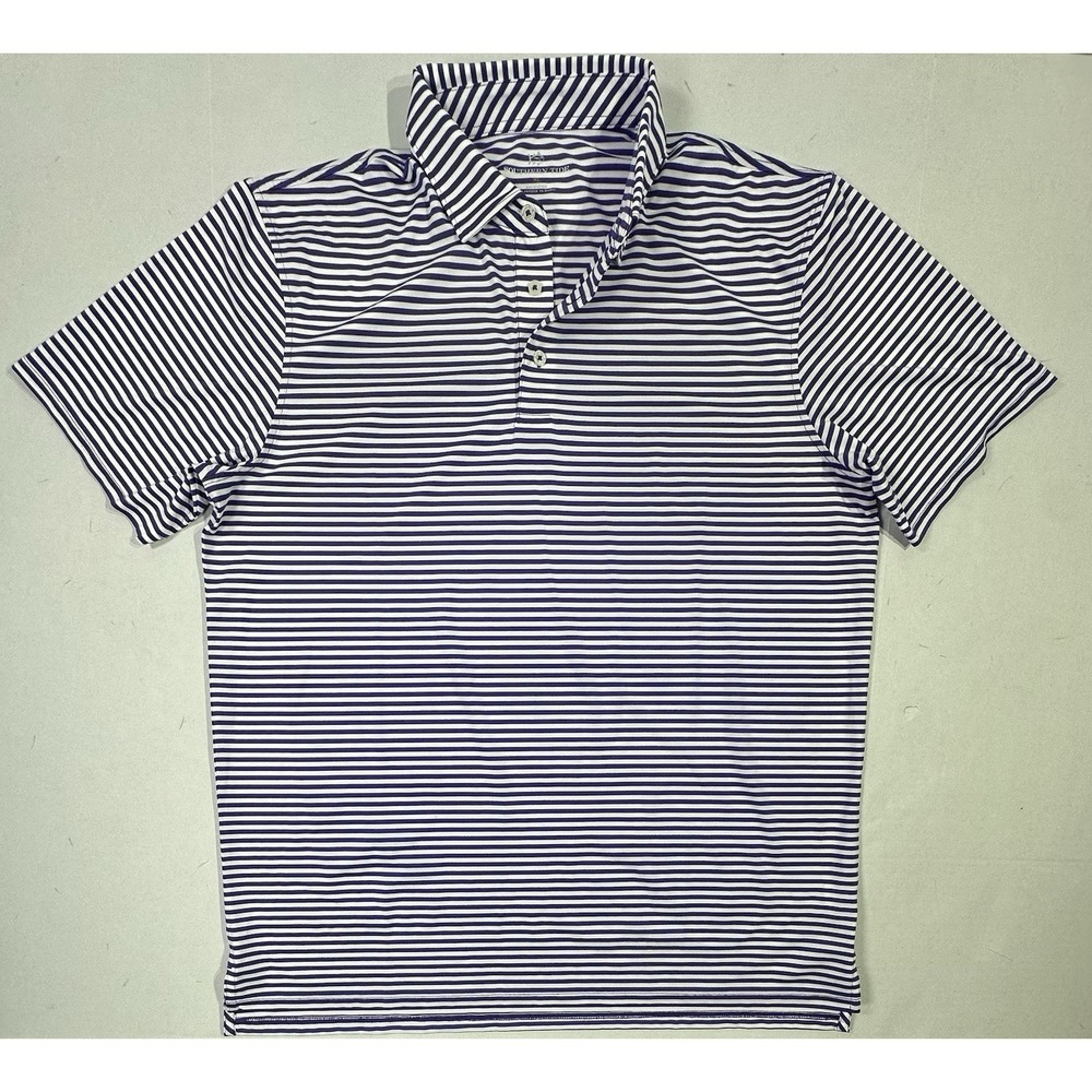 Southern Tide Polo Shirt XL Striped Stretch Performance Golf Purple White